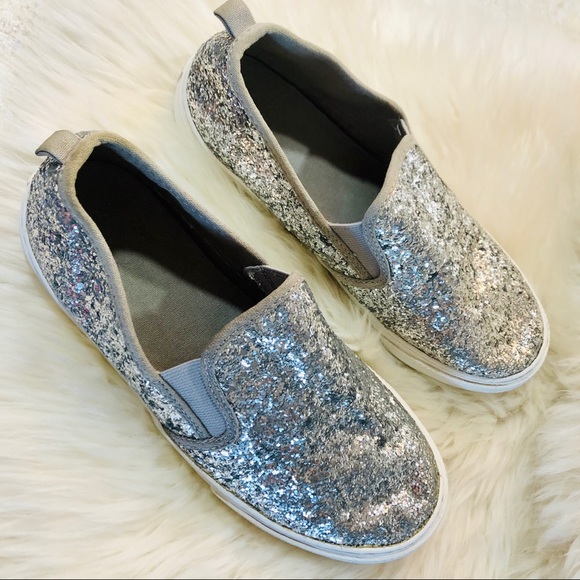 Gap Kids Silver Glitter Slip On Size 3 Youth - Picture 2 of 5